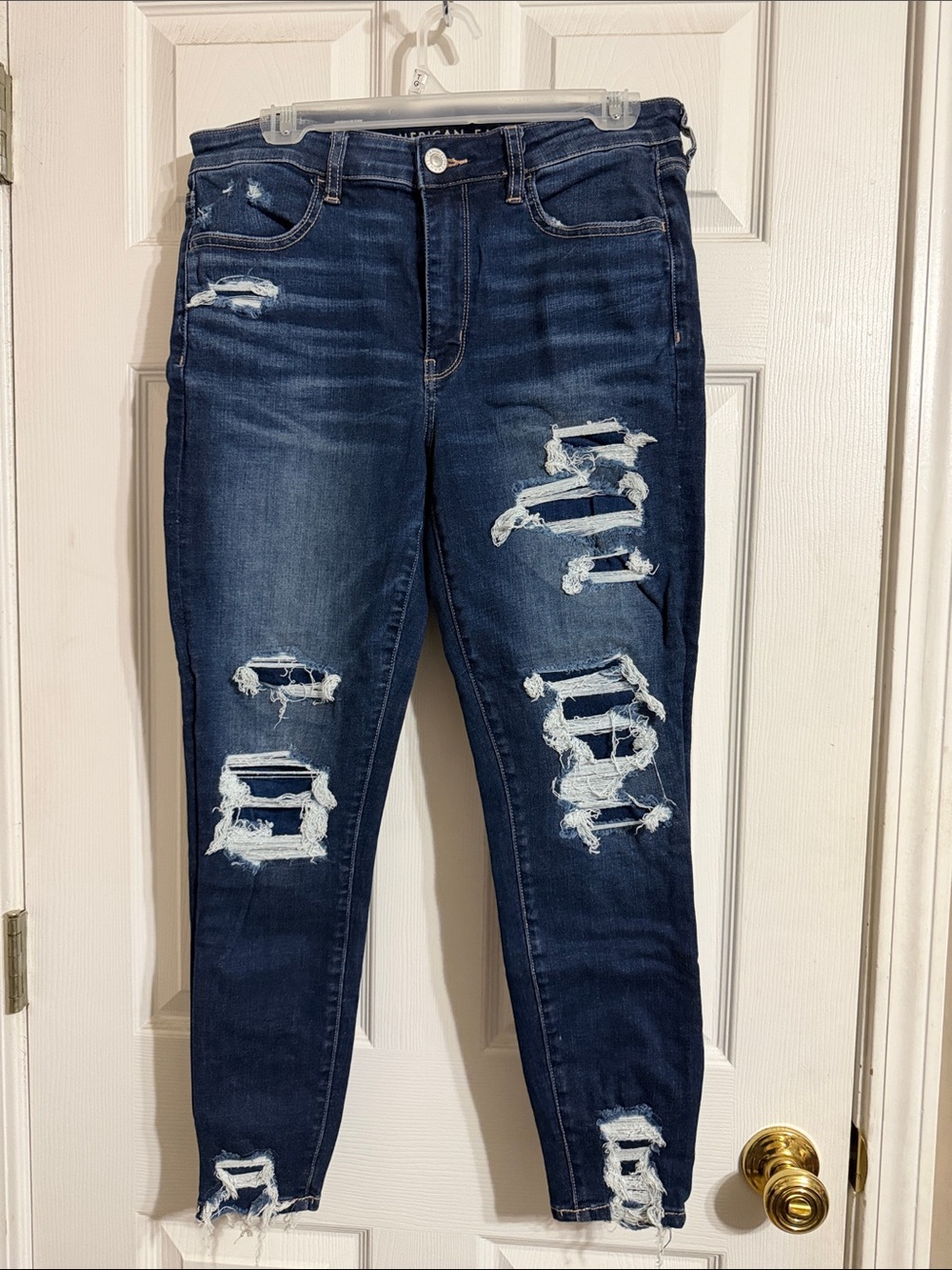 Women's Dark Blue Distressed Hi-Rise Jegging (Next Level Stretch)
